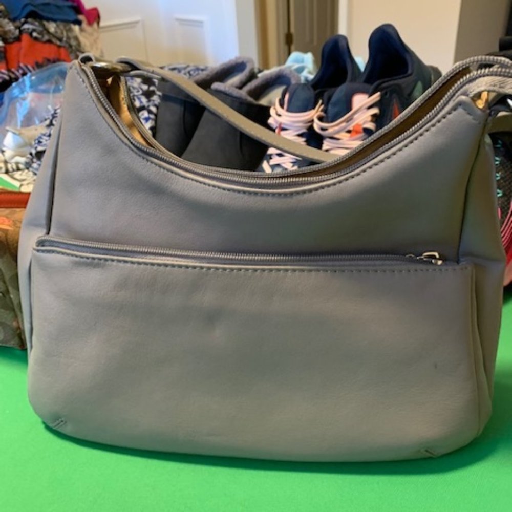 Soft leather Gray handbag
